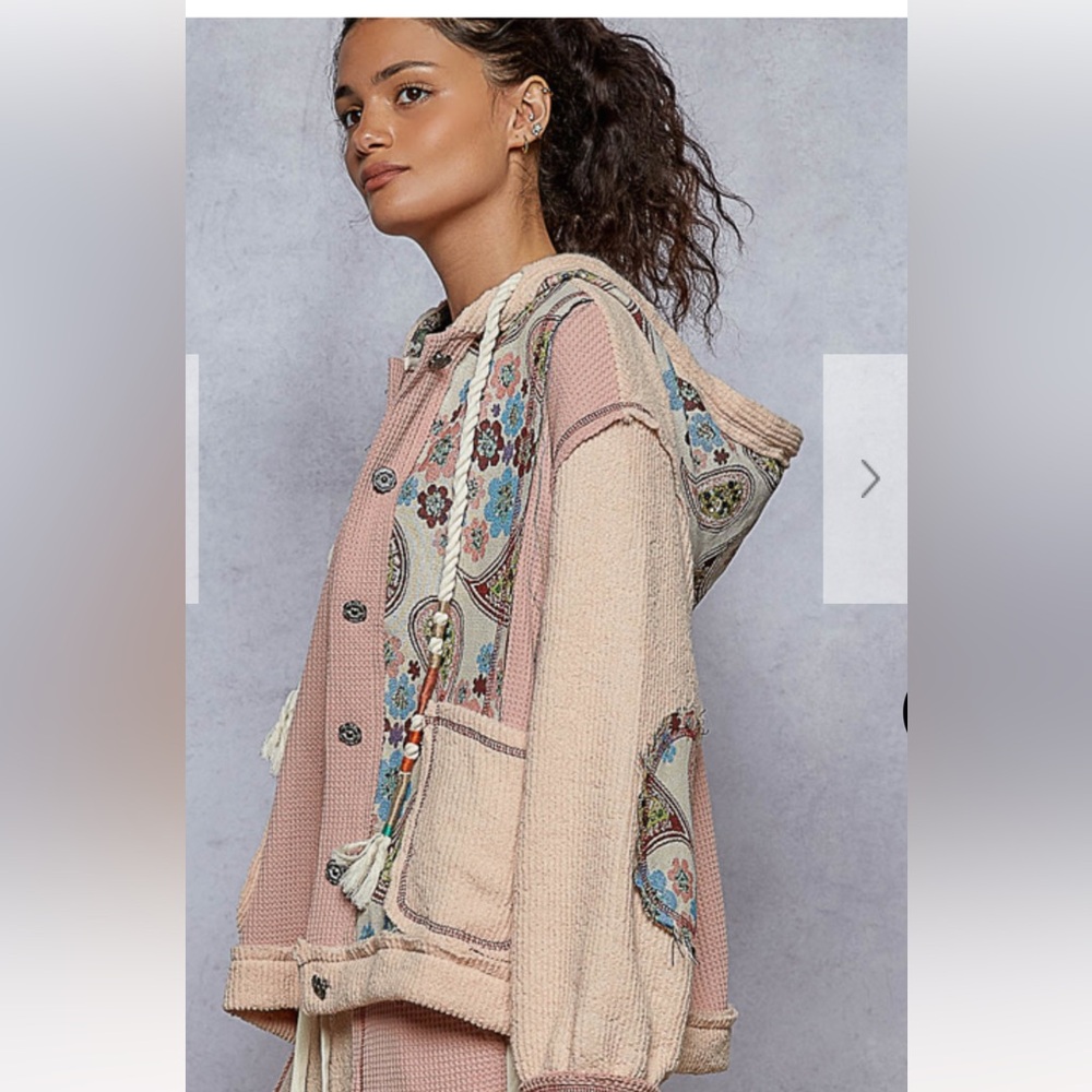 POL Boho Patchwork Hooded Cardigan - Picture 2 of 6